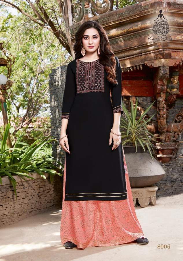 Fashion Label 8 Fancy Ethnic Wear Rayon Embroidery Work Kurti With Bottom Collection